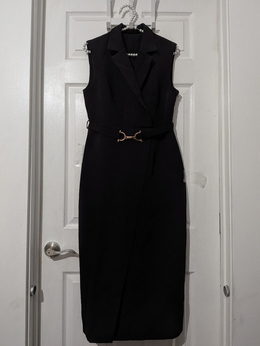 Commense Lapel Sleeveless Belted Wrap Maxi Dress - Picture 8 of 16